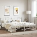 Metalowa rama łóżka z wezgłowiem i zanóżkiem, biała, 193x203 cm
