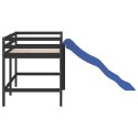 Rama łóżka dla dzieci ze zjeżdżalnią, czarna 80x200 cm, sosnowa