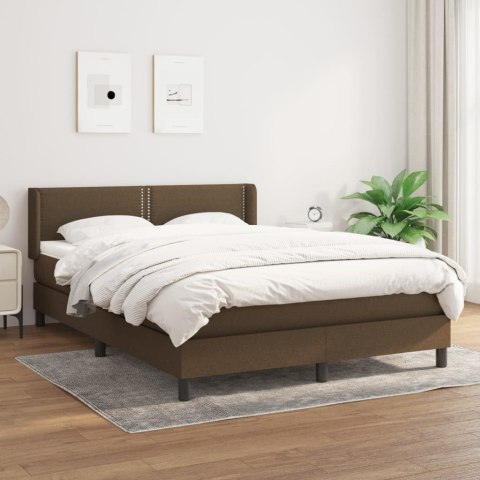 Łóżko kontynentalne z materacem, brązowe, tkanina, 140x200 cm