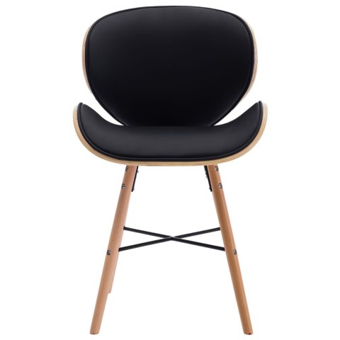 Krzesła jadalniane, 2 szt., czarne, ekoskóra i gięte drewno