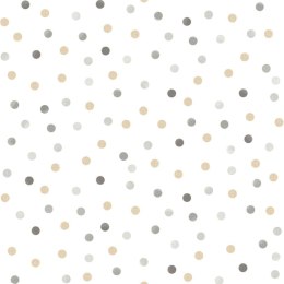 Noordwand Tapeta Mondo baby Confetti Dots, biało-szaro-beżowa