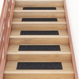 Samoprzylepne nakładki na schody, 15 szt., 76x20 cm, czarne