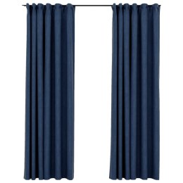 Zasłony stylizowane na lniane, 2 szt., niebieskie, 140x225 cm