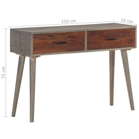 Stolik typu konsola, 110x35x75 cm, lite, surowe drewno mango