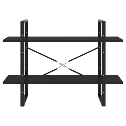 2-poziomowy regał na książki, czarny, 100x30x70 cm, płyta