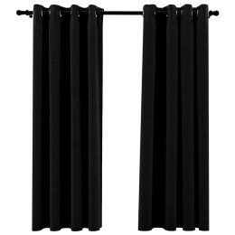 Zasłony stylizowane na lniane, 2 szt., czarne, 140x175 cm