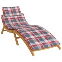 Poduszka na leżak, czerwona krata, 186x58x3 cm, tkanina Oxford