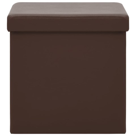 Składane stołki ze schowkiem, 2 szt., brązowe, PVC