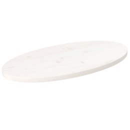 Blat stołu, biały, 70x35x2,5 cm, lite drewno sosnowe, owalny