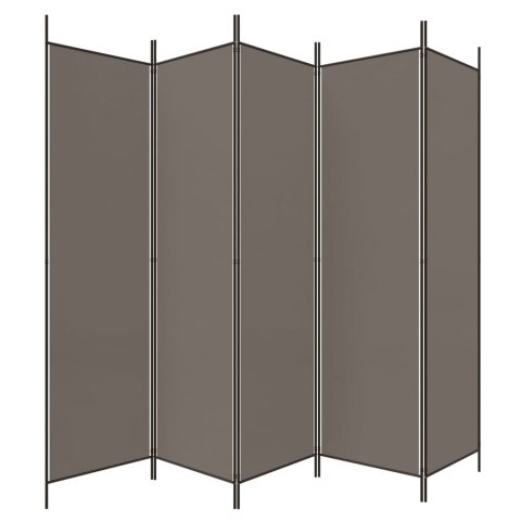 Parawan 5-panelowy, antracytowy, 250x200 cm, tkanina