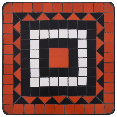 Stolik mozaikowy, terakotowo-biały, ceramiczny