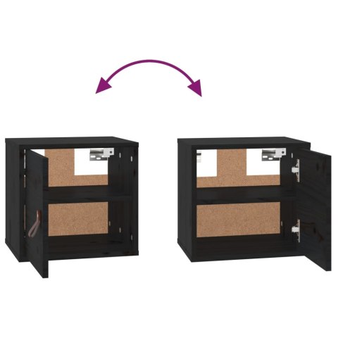 Szafka ścienna, czarna, 31,5x30x30 cm, lite drewno sosnowe