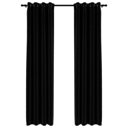 Zasłony stylizowane na lniane, 2 szt., czarne, 140x225 cm