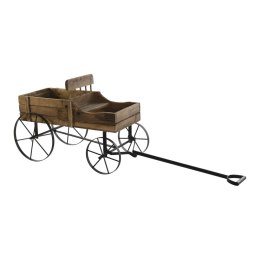 Wózek ogrodowy DKD Home Decor Czarny Ceimnobrązowy Drewno Metal Jodła Drewno z Recyklingu Drewno świerkowe 60 x 31 x 57 cm