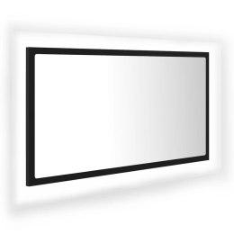 Lustro łazienkowe z LED, czarne, 80x8,5x37 cm, akryl