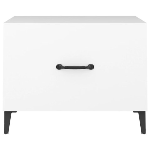 Stolik kawowy z metalowymi nogami, biały, 50x50x40 cm