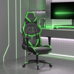 Fotel gamingowy z podnóżkiem, czarno-zielony, sztuczna skóra
