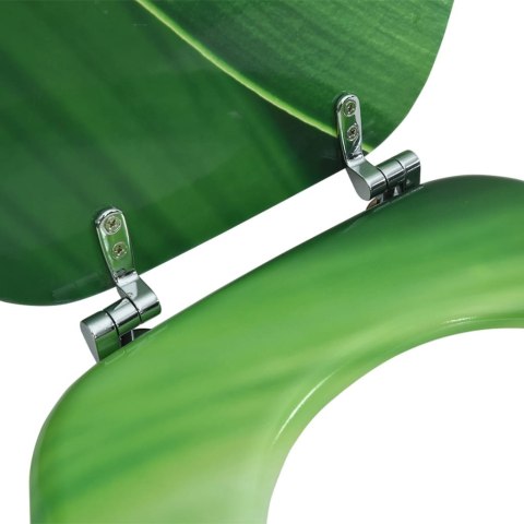 Deska klozetowa wolnoopadająca, MDF, wzór zielona kropla wody