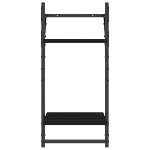 2-poziomowe półki z drążkami 2 szt, czarne, 30x25x65 cm
