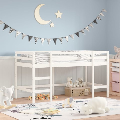 Rama łóżka dla dzieci, z drabinką, biała, 90x190 cm, lita sosna