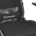 Fotel dla gracza z podnóżkiem i masażem, czarny i moro, tkanina