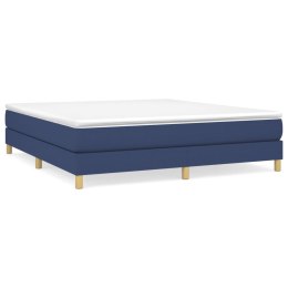 Łóżko kontynentalne, niebieskie, obite tkaniną, 160x200 cm
