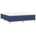 Łóżko kontynentalne, niebieskie, obite tkaniną, 160x200 cm