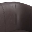Fotel klubowy z podnóżkiem, brązowy, obity sztuczną skórą