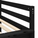 Rama łóżka dla dzieci, ze zjeżdżalnią, czarna, 90x190 cm, sosna