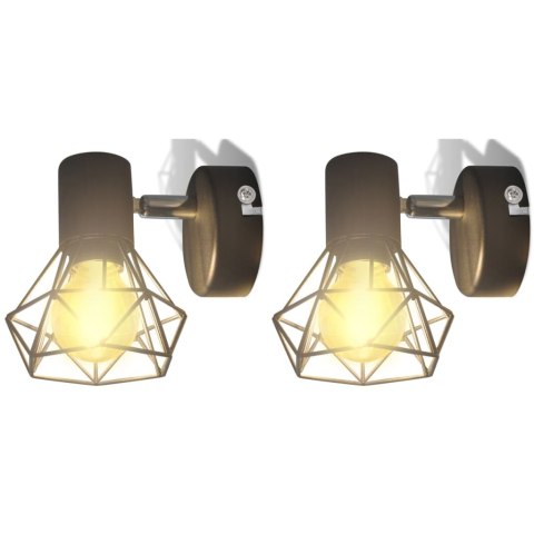 Kinkiety w industrialnym stylu, 2 szt., czarne, żarówki LED Kinkiety w industrialnym stylu, 2 szt., czarne, żarówki LED