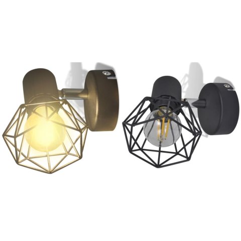 Kinkiety w industrialnym stylu, 2 szt., czarne, żarówki LED Kinkiety w industrialnym stylu, 2 szt., czarne, żarówki LED
