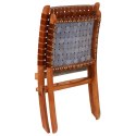 Krzesło składane, brązowe, skóra naturalna
