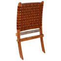 Krzesło składane, brązowe, skóra naturalna