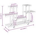 Kwietnik na kółkach, 110x25x78 cm, lite drewno jodłowe