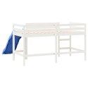 Rama łóżka dla dzieci, z drabinką, biała, 80x200 cm, lita sosna