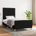 Rama łóżka z zagłówkiem, czarna, 80x200 cm, obita tkaniną