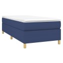 Łóżko kontynentalne z materacem, niebieskie, tkanina 100x200 cm