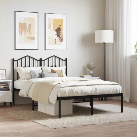 Metalowa rama łóżka z wezgłowiem, czarna, 120x200 cm