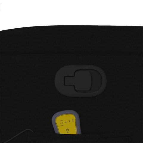 Rozkładany fotel masujący, czarny, obity tkaniną