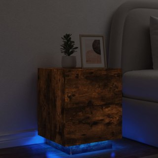 Szafka nocna z LED, przydymiony dąb, materiał drewnopochodny