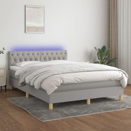 Łóżko kontynentalne z materacem, jasnoszare, 140x190cm, tkanina