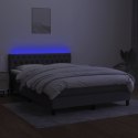 Łóżko kontynentalne z materacem, ciemnoszara tkanina, 140x200cm