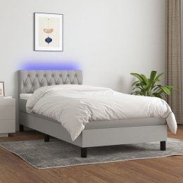 Łóżko kontynentalne z materacem, jasnoszare, 90x200 cm, tkanina