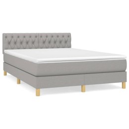 Łóżko kontynentalne z materacem, jasnoszare, tkanina, 140x190cm