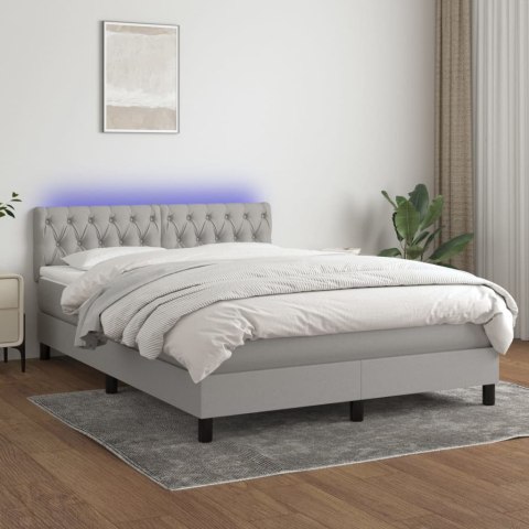 Łóżko kontynentalne z materacem, jasnoszare, 140x190cm, tkanina
