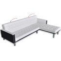 Sofa narożna z funkcją rozkładania, sztuczna skóra, biała