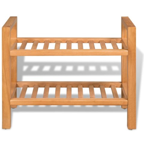 Stojak na buty z 2 półkami, 49,5x27x40 cm, lite drewno dębowe Stojak na buty z 2 półkami, 49,5x27x40 cm, lite drewno dębowe