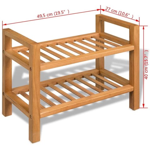 Stojak na buty z 2 półkami, 49,5x27x40 cm, lite drewno dębowe Stojak na buty z 2 półkami, 49,5x27x40 cm, lite drewno dębowe
