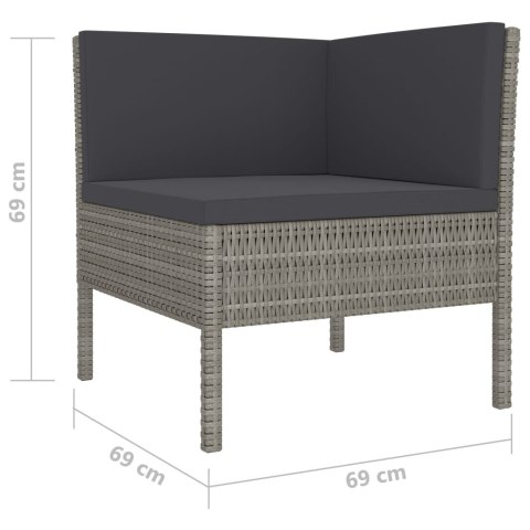 10-cz. ogrodowy zestaw wypoczynkowy, poduszki, rattan PE, szary 10-cz. ogrodowy zestaw wypoczynkowy, poduszki, rattan PE, szary