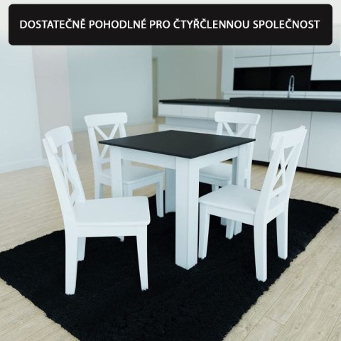 MIADOMODO Stół do jadalni dla 4 osób, czarny, 80x80x76,5 cm MIADOMODO Stół do jadalni dla 4 osób, czarny, 80x80x76,5 cm
